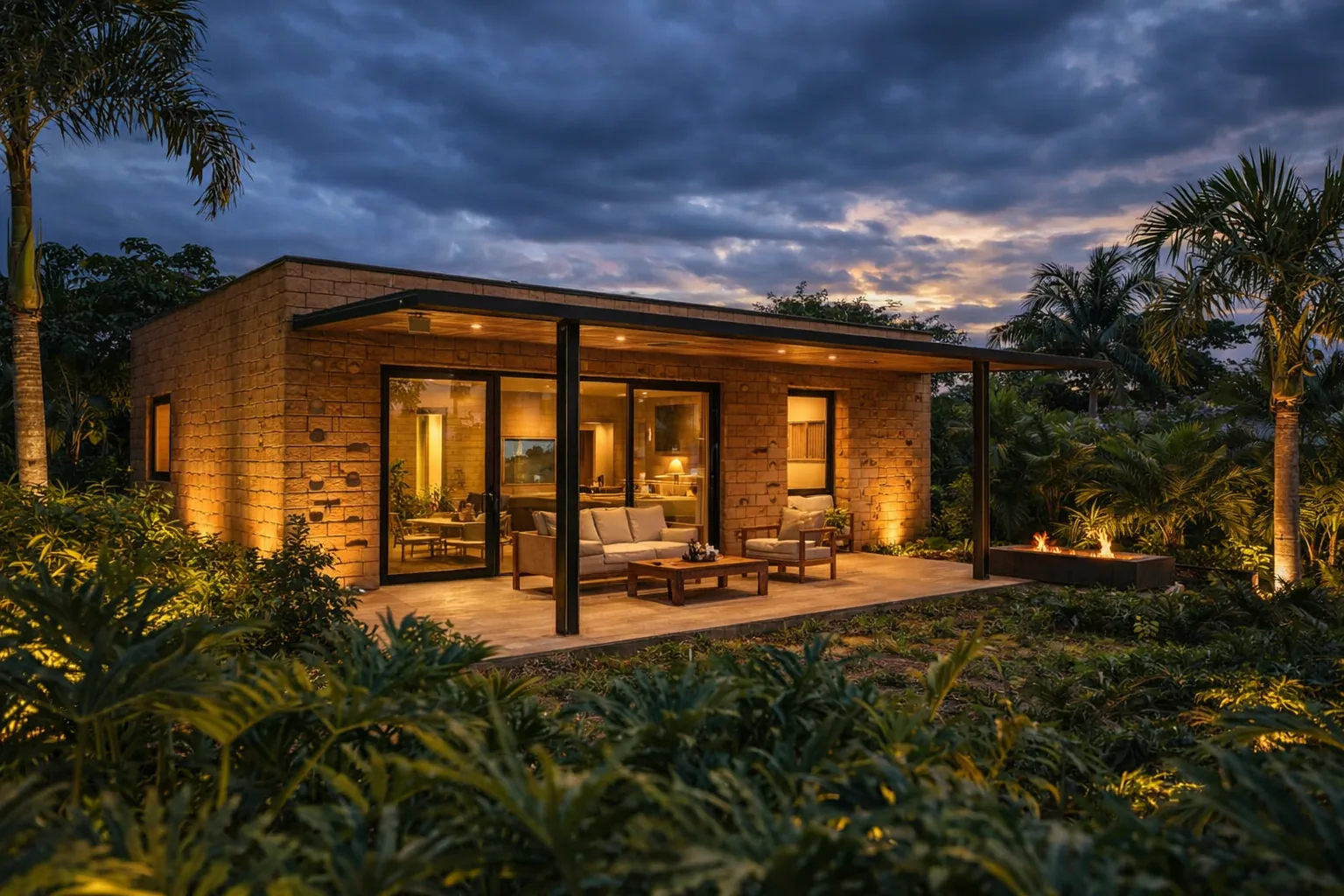 Modelo Compacto de 45m2 construída com tijolo ecológico Rocket Eco Homes
